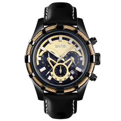 Business Casual Multi-function Quartz Watch Leather With Hole With Luminous Men's Watch