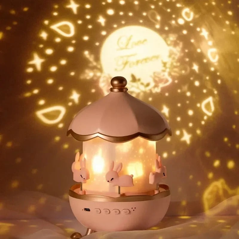 Kids Space Rotating Night Light Projector – USB Rechargeable LED Lamp